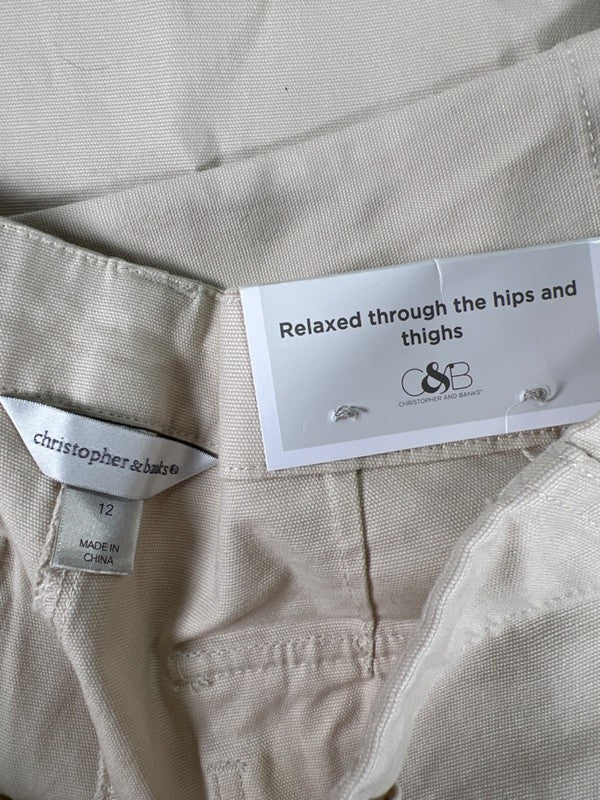 Christopher & Banks Women's Beige Relaxed Fit High Rise Cropped Ankle Pants - 12 image 3