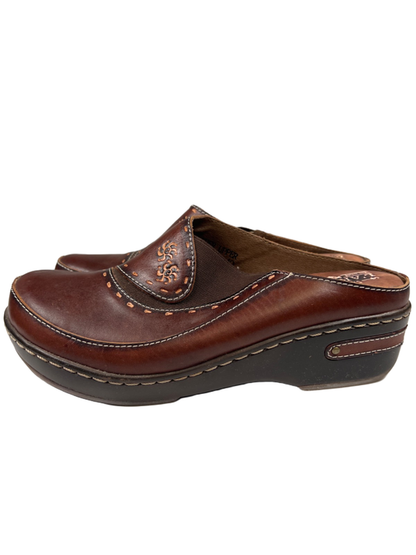 Spring Step L'Artiste Women's Brown Leather Hand Painted Chino Clogs - 40/US 9 image 5