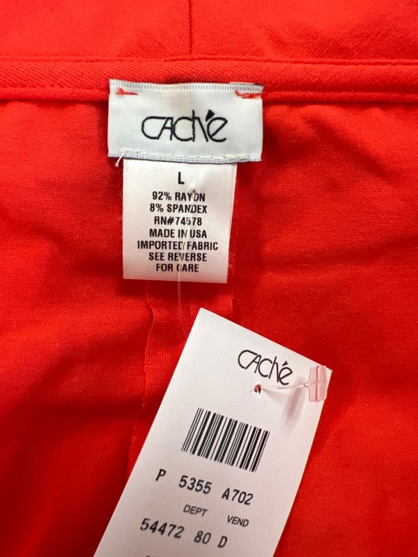 Cache Women's Orange/Red Sleeveless Chain Accent Sheath Dress - L image 3