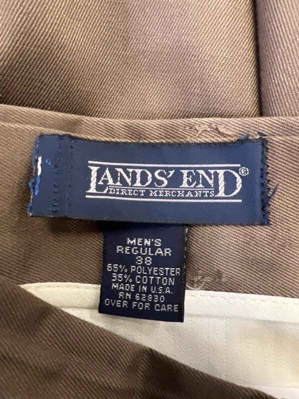 Lands End Men's Brown Chino Pleated Front Dress Pants - 38x28 image 3