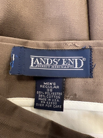 Lands End Men's Brown Chino Pleated Front Dress Pants - 38x28 image 3