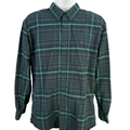 Tommy Hilfiger Men's Green Plaid Classic Fit Long Sleeve Button Up Shirt - XL