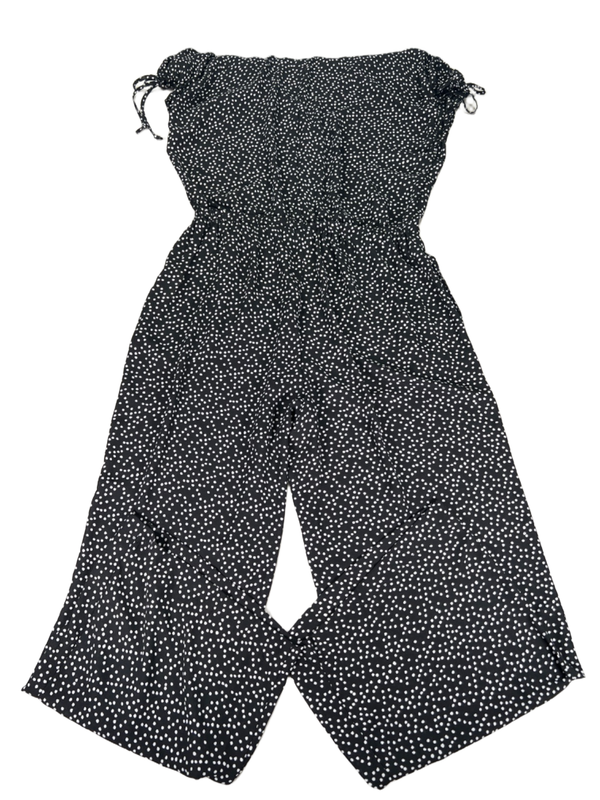 Max Studio Women's Black Polka Dot Short Sleeve Semi-Sheer Jumpsuit - L image 2