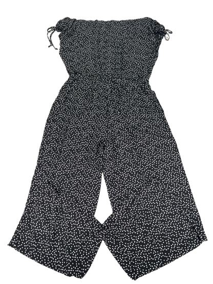 Max Studio Women's Black Polka Dot Short Sleeve Semi-Sheer Jumpsuit - L image 2