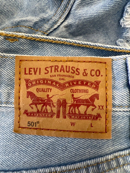 Levi's Women's Light Wash 501 Original Distressed High Rise Denim Shorts - 28 image 3
