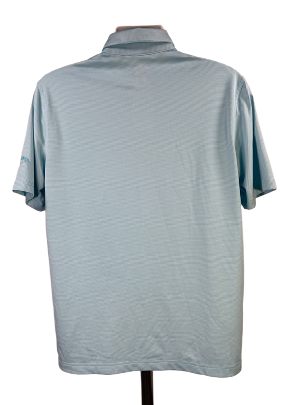 Callaway Men's Aqua Blue Sriped Short Sleeve Opti Dri Golf Polo Shirt - M image 2