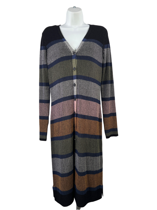 Adyson Parker Women's Multicolor Striped Button Up Long Sleeve Sweater Dress - M