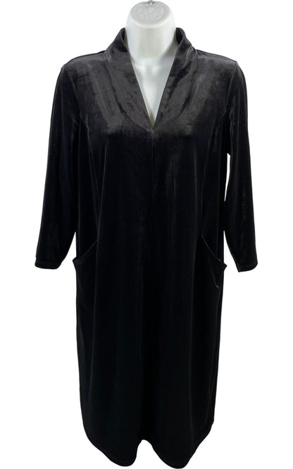 J.Jill Wearever Collection Women’s Black Velour Pocket Front Shift Dress - XS image 2