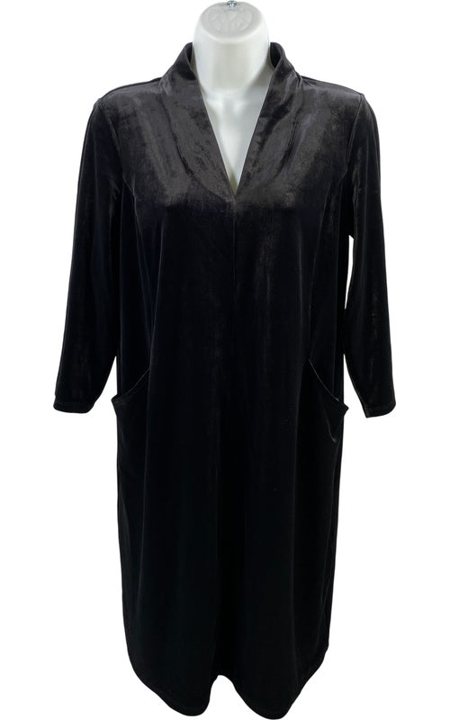 J.Jill Wearever Collection Women’s Black Velour Pocket Front Shift Dress - XS image 2