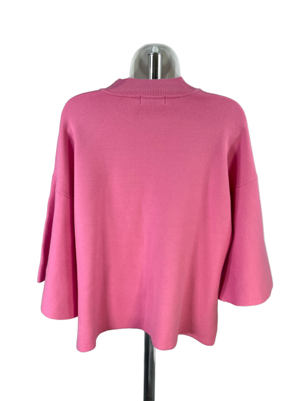 Zenana Women's Pink Crewneck Angel Wing Elbow Sleeve Sweater - S image 2