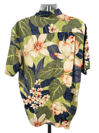 Tommy Bahama Men's Green/Blue Silk Floral Short Sleeve Button Up Shirt- XL image 2