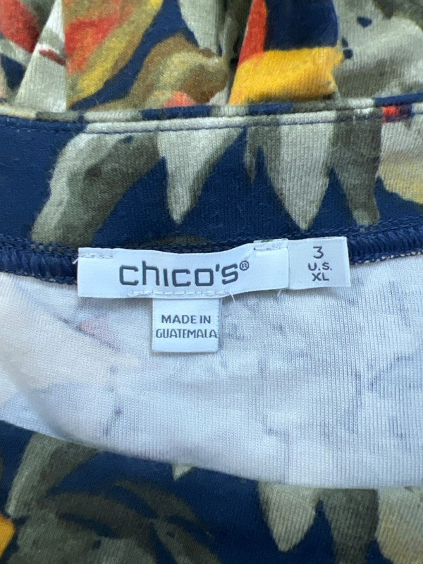 Chico's Women's Multicolor Floral 3/4 Sleeve Tee Shirt - 3/US XL image 3