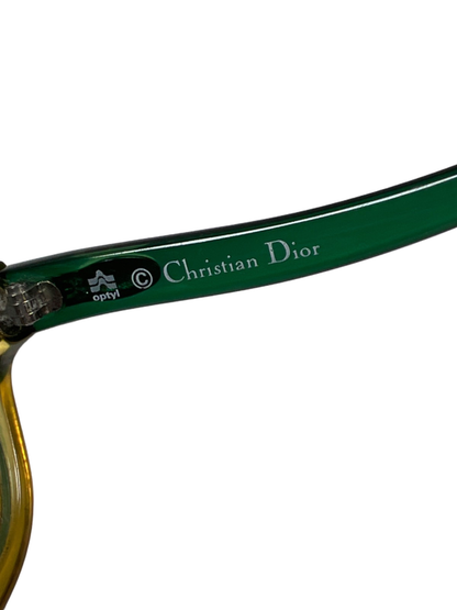 Christian Dior Women's Green/Yellow Two Tone Scalloped Vintage Sunglasses image 9