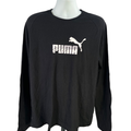 Puma Men's Black Relaxed Logo Long Sleeve Tee Shirt - L