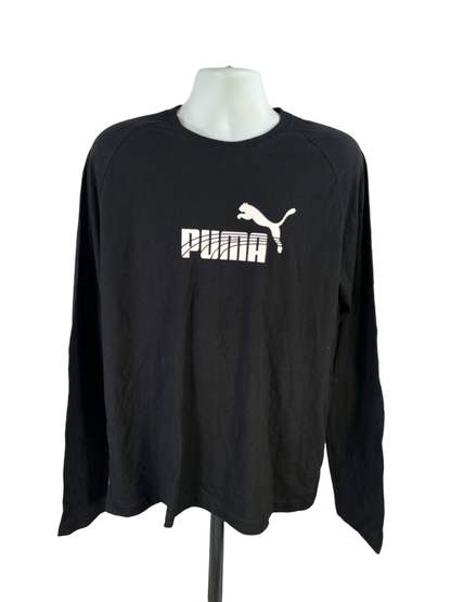 Puma Men's Black Relaxed Logo Long Sleeve Tee Shirt - L