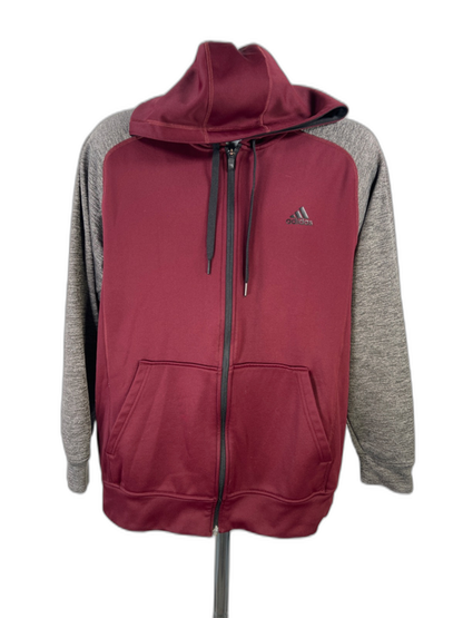 Adidas Men's Burgundy/Gray Climawarm Heather Full Zip Jacket - L