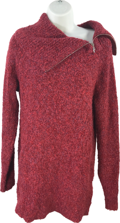White House Black Market Women’s Red 1/4 Zip Pullover Tunic Sweater - M