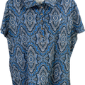 Nautica Women’s Blue Paisley Short Sleeve Polo Shirt - XL