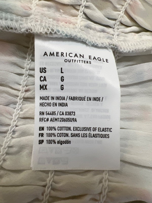 American Eagle Women's White Floral Smocked Ruffle Sleeveless Mini Dress - L image 4