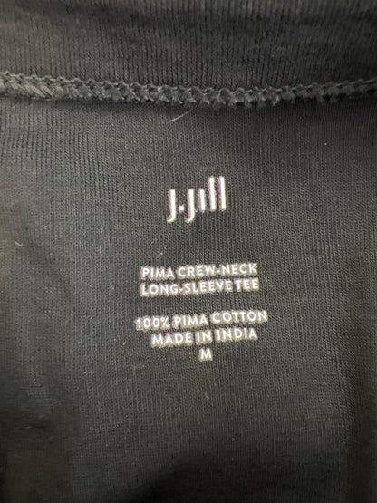 J Jill Women's Black Cotton Crew Neck Long Sleeve Tee Shirt - M image 3