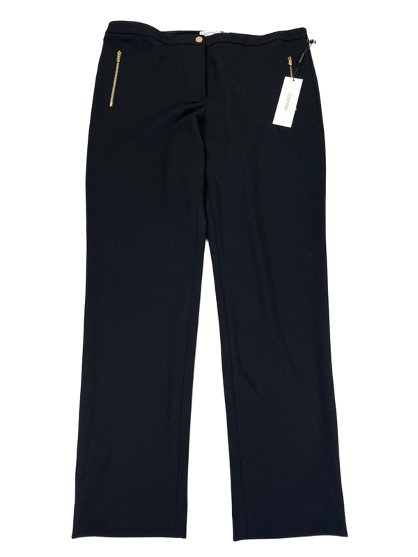 Calvin Klein Women's Black Zip Front Pockets Straight Leg Dress Pants - 14