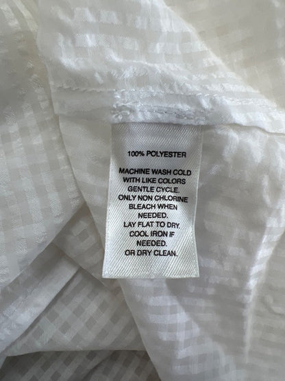 White House Black Market Women's White Checkered Semi Sheer Blouse - 8 image 4