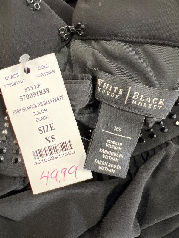 White House Black Market Rhinestone Mock Neck Sleeveless Blouson Dress - XS image 3