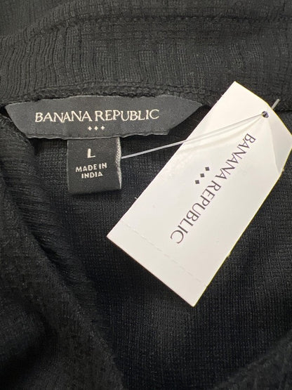 Banana Republic Women's Black Long Sleeve V-Neck Textured Blouse - L image 3