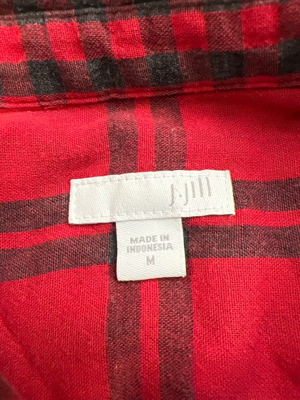 J.Jill Women’s Red Plaid Long Sleeve 1/2 Button Pullover Shirt - M image 3
