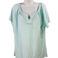Talbots Women's Blue Cotton Short Sleeve Shirt - Plus X