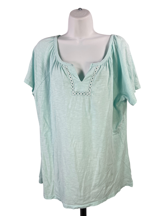 Talbots Women's Blue Cotton Short Sleeve Shirt - Plus X