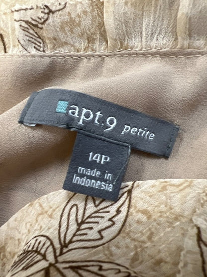Apt 9 Women's Brown Floral V Neck Short Sleeve Midi Dress - 14 Petite image 3