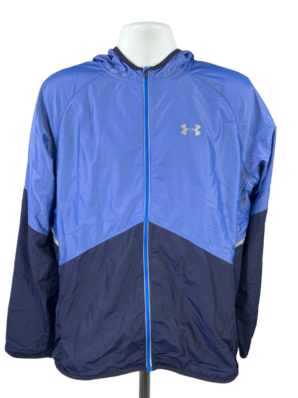 Under Armour Men's Blue Fitted Run Long Sleeve Hooded Windbreaker Jacket - L