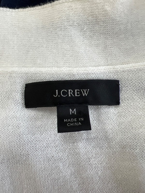 J Crew women's Blue/White Striped Cotton Button Up Long Sleeve Sweater - M image 3