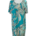 Chico's Women's Blue Paisley Short Sleeve Shift Dress - 1/US M