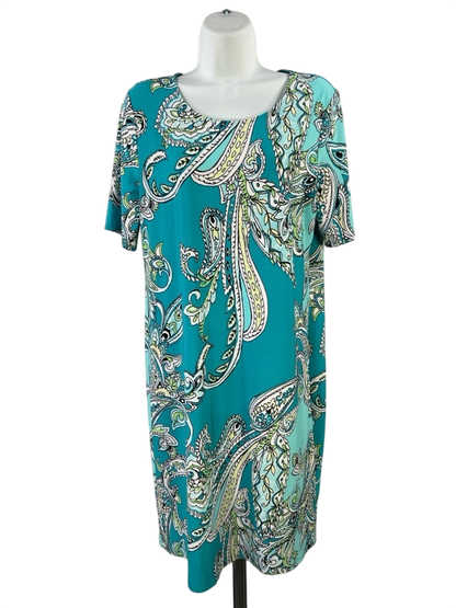 Chico's Women's Blue Paisley Short Sleeve Shift Dress - 1/US M