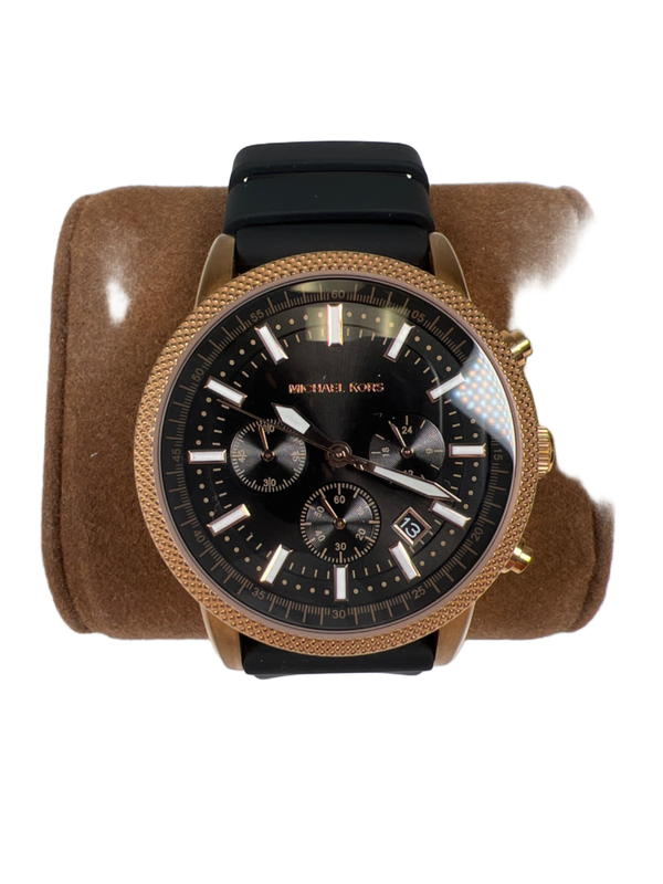 Michael Kors Mens Black/Gold-Tone Oversized Billie MK824 Watch -Working Battery