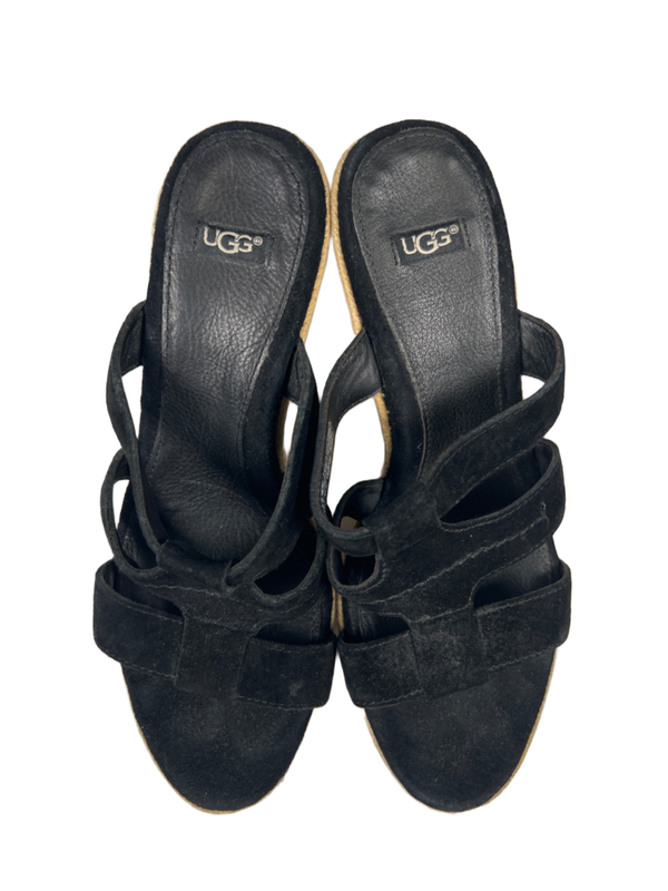 UGG Women's Black Tawnie Suede Espadrille Wedge Platform Sandals - 7 image 3