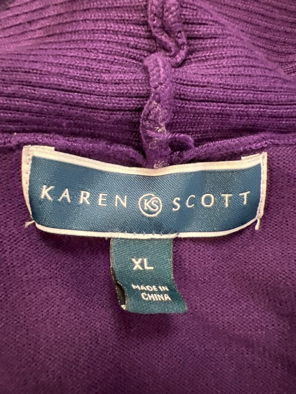 Karen Scott Women's Purple Ribbed Open Front Long Sleeve Cardigan Sweater - XL image 3