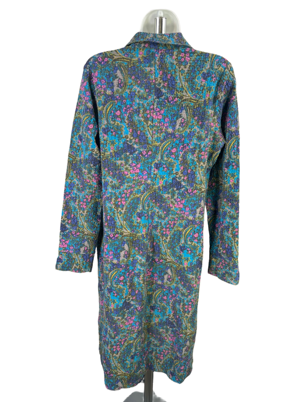 Habitat Women's Blue/Green Long Sleeve Button Up Shirt Dress - S image 2