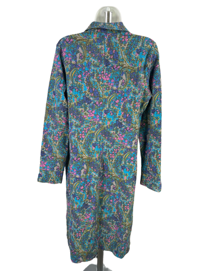 Habitat Women's Blue/Green Long Sleeve Button Up Shirt Dress - S image 2