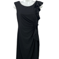 White House Black Market Women's Black Ruffle V Back Sleeveless Mini Dress - 2