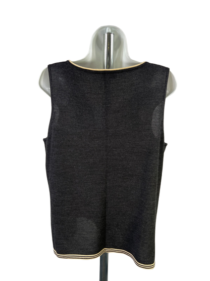 Tahari Women's Gray/Yellow Striped Hem Sleeveless Sweater Vest - 16 image 2