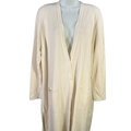 J Jill Women's White/Ivory Ribbed Three-Button Long Sleeve Duster Cardigan - XL
