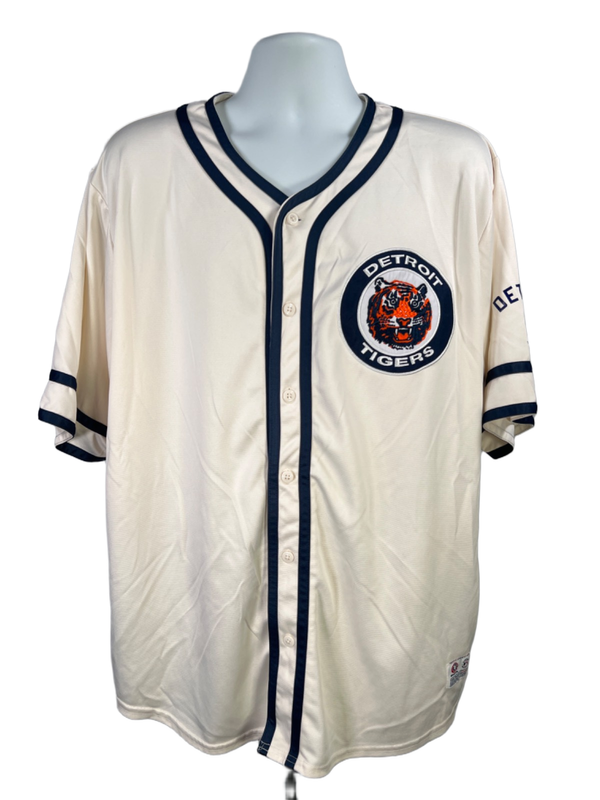 True Fan Men's Blue/Ivory Cooperstown Collection MLB Detroit Tigers Jersey - 2XL