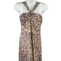 Ann Taylor Women's Beige/Black Halter Tie Tunic Blouse - M