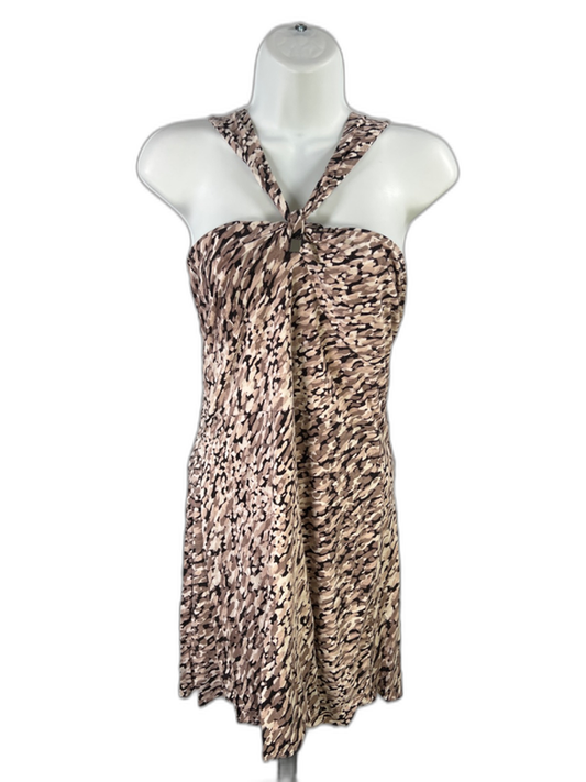 Ann Taylor Women's Beige/Black Halter Tie Tunic Blouse - M