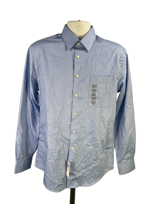 Joseph Abboud Men's Blue Slim Fit Long Sleeve Button Up Shirt - 15.5