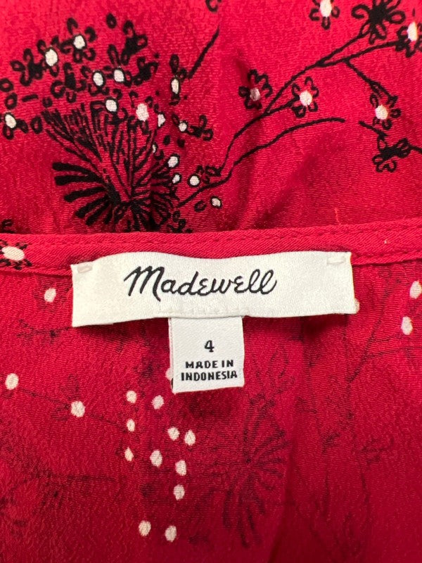Madewell Women’s Red Windswept Floral Daylight 1/2 Sleeve V-Neck Blouse - 4 image 3