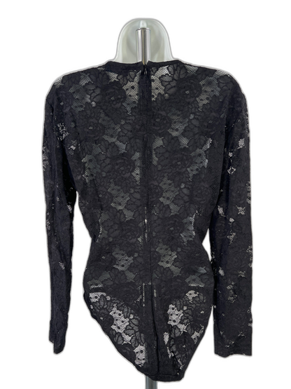 Istante by Versace Women's Black Vintage Lace Long Sleeve Bodysuit - 44/US L image 2